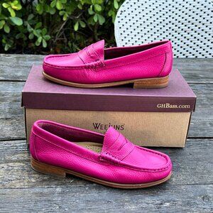 Weejuns G.H. Bass & Co. Pink Penny Loafers 7.5 Dalia Tumble All Leather with Box